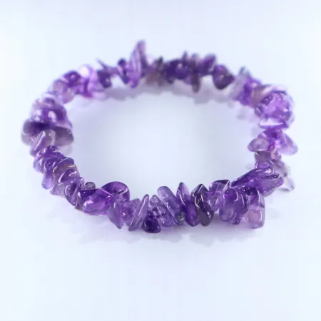 Bransoletka Ametyst drobny naturalny kamień chips elastyczna gumka 18cm