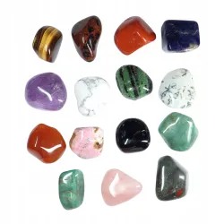 Zestaw dużych otoczaków Ametyst Kwarc Karneol Sodalit Rodonit Magnezyt 250g