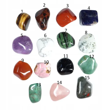 Zestaw dużych otoczaków Ametyst Kwarc Karneol Sodalit Rodonit Magnezyt 250g