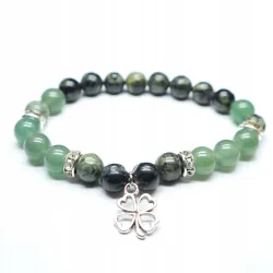 Bransoletka jaspis kambaba, awenturyn - koniczyna