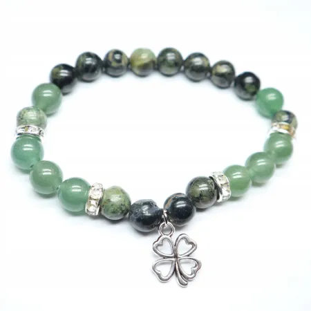 Bransoletka jaspis kambaba, awenturyn - koniczyna