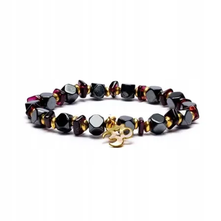 Bransoletka fasetowana hematyt, granat - OHM / OM mała