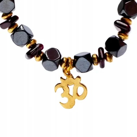 Bransoletka fasetowana hematyt, granat - OHM / OM mała