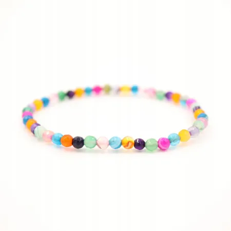 Bransoletka AGAT mix fasetowana - 4mm, elastyczna