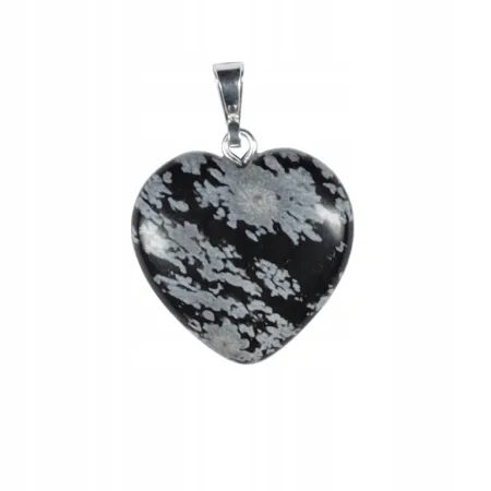 Zawieszka OBSYDIAN SNIEŻNY serce, 20mm naturalne