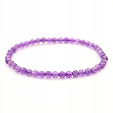 Bransoletka ametystowa kamień naturalny ametyst kulka koral średnicy 4mm