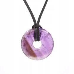 Wisiorek na rzemyku donut 30mm - Ametyst naturalny