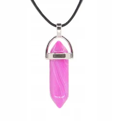 Wisiorek na rzemyku, kamień - Agat różowy