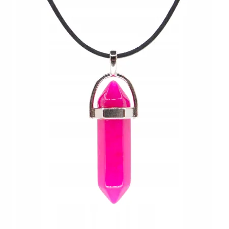 Wisiorek na rzemyku, kamień - Chalcedon różowy