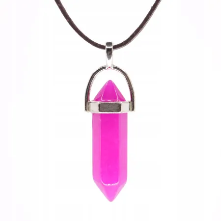 Wisiorek na rzemyku, kamień - Chalcedon różowy