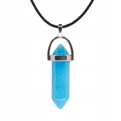 Wisiorek na rzemyku, kamień - Chalcedon niebieski