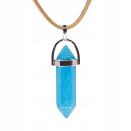 Wisiorek na rzemyku, kamień - Chalcedon niebieski