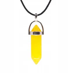 Wisiorek na rzemyku, kamień - Chalcedon żółty