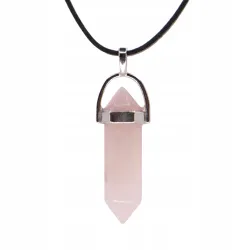 Wisiorek na rzemyku, kamień - Kwarc różowy