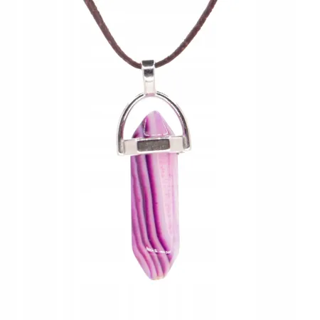 Wisiorek na rzemyku, kamień - Agat fioletowy