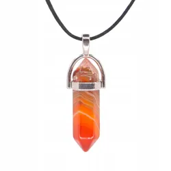 Wisiorek na rzemyku, kamień - Agat czerwony