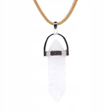 Wisiorek na rzemyku, - Kryształ górski naturalny