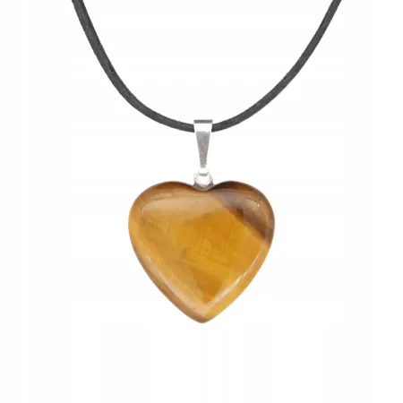 Wisiorek na rzemyku, Serce 20mm - Tygrysie oko