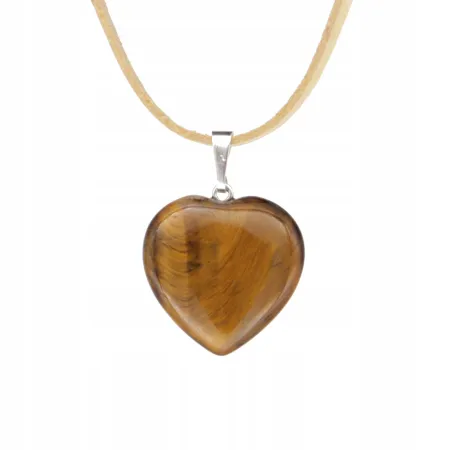 Wisiorek na rzemyku, Serce 20mm - Tygrysie oko