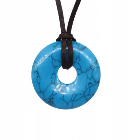 Wisiorek na rzemyku donut 30mm - Turkmenit howlit