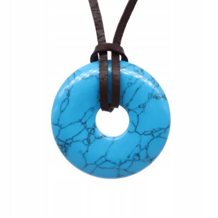 Wisiorek na rzemyku donut 30mm - Turkmenit howlit