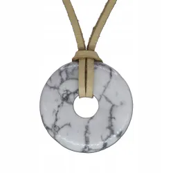 Wisiorek na rzemyku donut 30mm-Magnezyt naturalny