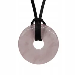 Wisiorek na rzemyku donut 30mm - Kwarc różowy