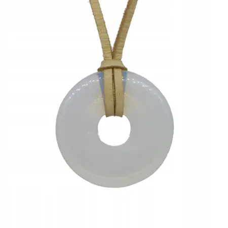 Wisiorek na rzemyku donut 30mm - Opalit opal synt.