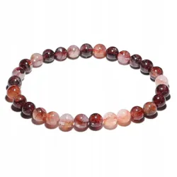 Bransoletka Kwarc Czerwony Hematoidalny kulka 6mm