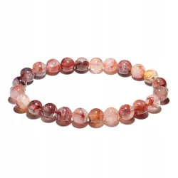 Bransoletka Kwarc Czerwony Hematoidalny kulka 8mm