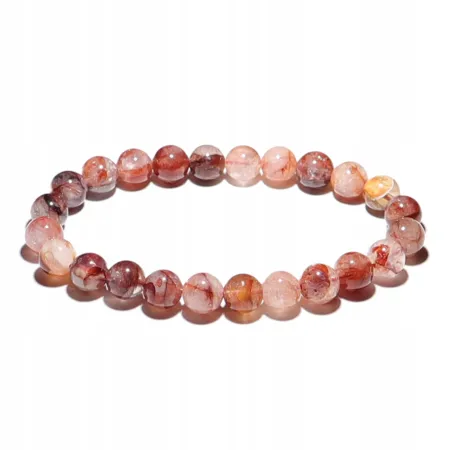Bransoletka Kwarc Czerwony Hematoidalny kulka 8mm