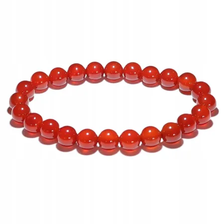Bransoletka Karneol Czerwony naturalny kulka 8mm