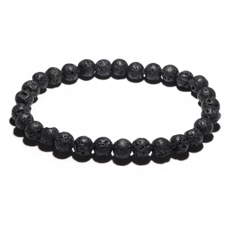 Bransoletka Lawa Wulkaniczna naturalny kulka 6mm
