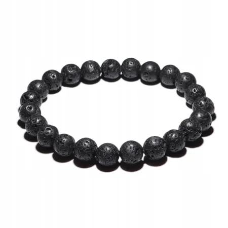 Bransoletka Lawa Wulkaniczna naturalny kulka 8mm
