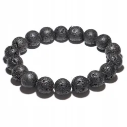 Bransoletka Lawa Wulkaniczna naturalny kulka 10mm