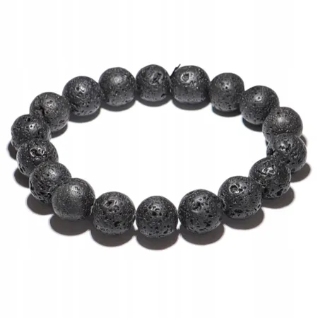 Bransoletka Lawa Wulkaniczna naturalny kulka 10mm