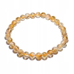 Bransoletka z CYTRYNU naturalny kamień na szczęście i energię kulka 6 mm