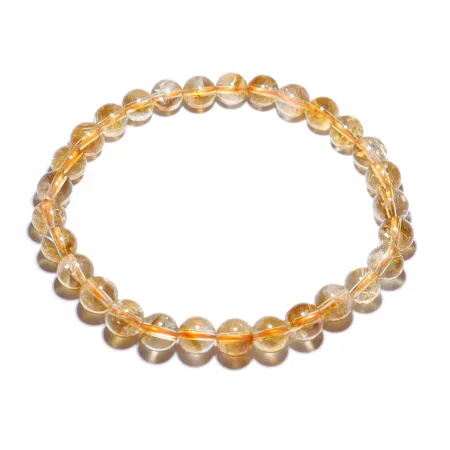 Bransoletka z CYTRYNU naturalny kamień na szczęście i energię kulka 6 mm