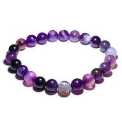 Bransoletka Agat Fioletowy kamień kulka 8mm