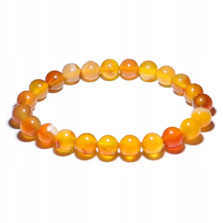 Bransoletka Agat Pomarańczowy kamień kulka 8mm