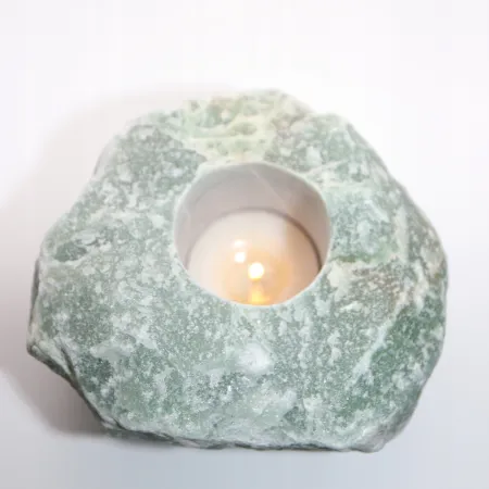 Świecznik naturalny awenturyn zielony kwarc świeczka tealight