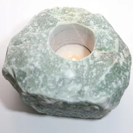 Świecznik naturalny awenturyn zielony kwarc świeczka tealight