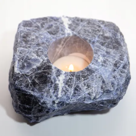 Świecznik naturalny kamień sodalit świeczka tealight