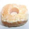 Świecznik naturalny kamień kalcyt pomarańczowy świeczka tealight