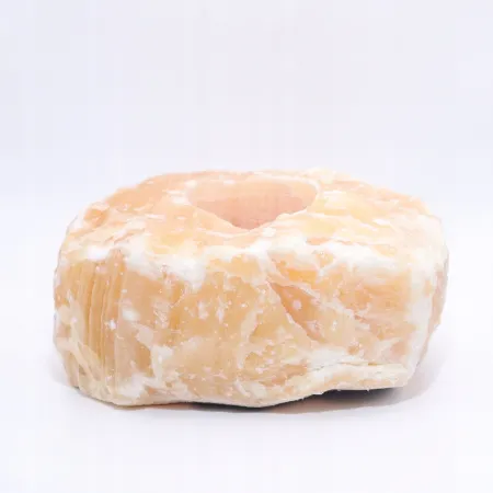 Świecznik naturalny kamień kalcyt pomarańczowy świeczka tealight
