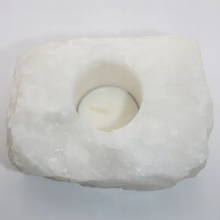 Świecznik naturalny kryształ górski mleczny brazylijski świeczka tealight