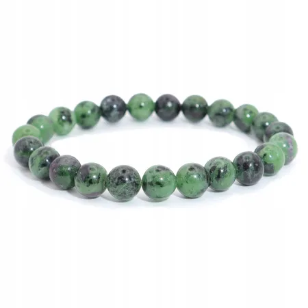 Bransoletka Anyolit Zoisyt z Rubinem naturalny kulka 8mm