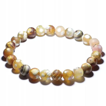 Bransoletka Agat Ognisty naturalny kulka 8mm