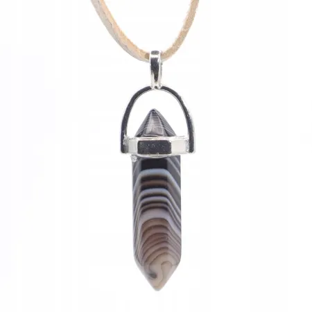 Wisiorek na rzemyku, kamień - Agat czarny