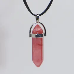 Wisiorek na rzemyku, kamień - Kwarc arbuzowy